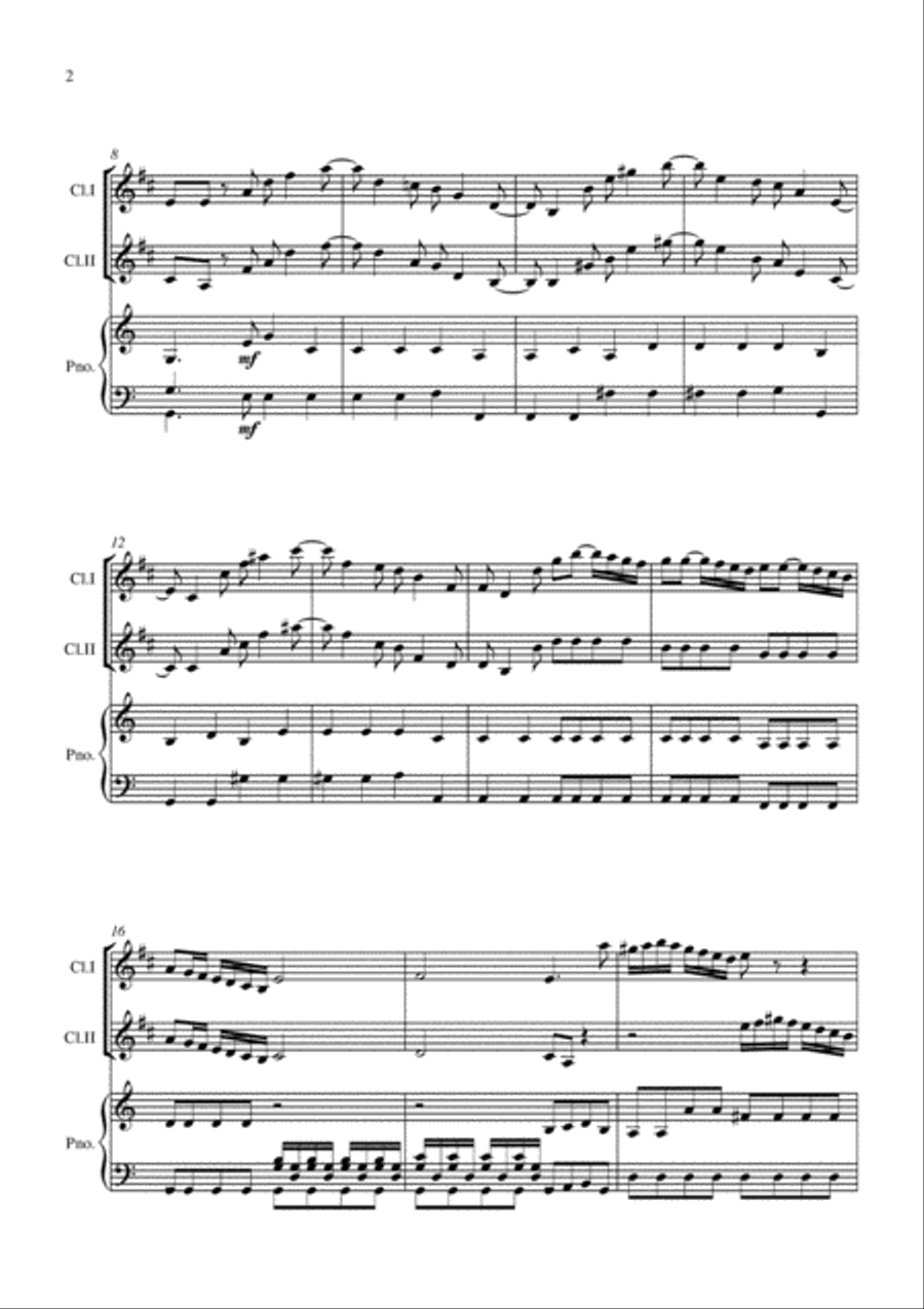 Sinfonia from Armida al Campo D'Egitto - 2 B Flat Clarinets and Piano - Early Advanced Clarinet Duet scores gallery preview page 5