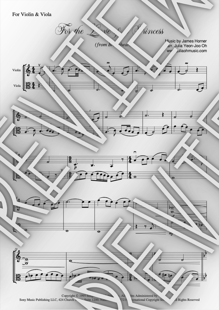 For The Love Of A Princess String Duet scores gallery preview page 1