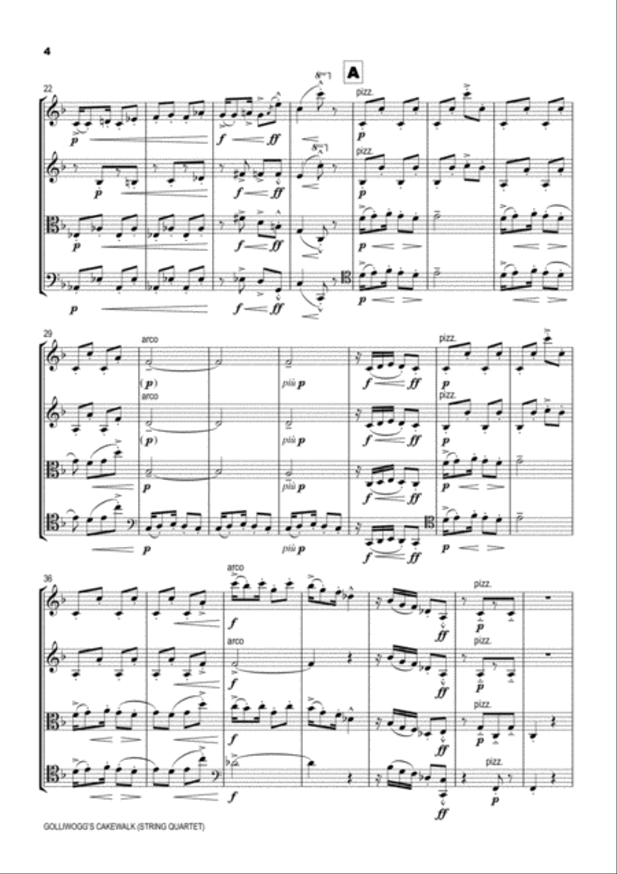 Golliwogg’s Cakewalk String Quartet scores gallery preview page 5