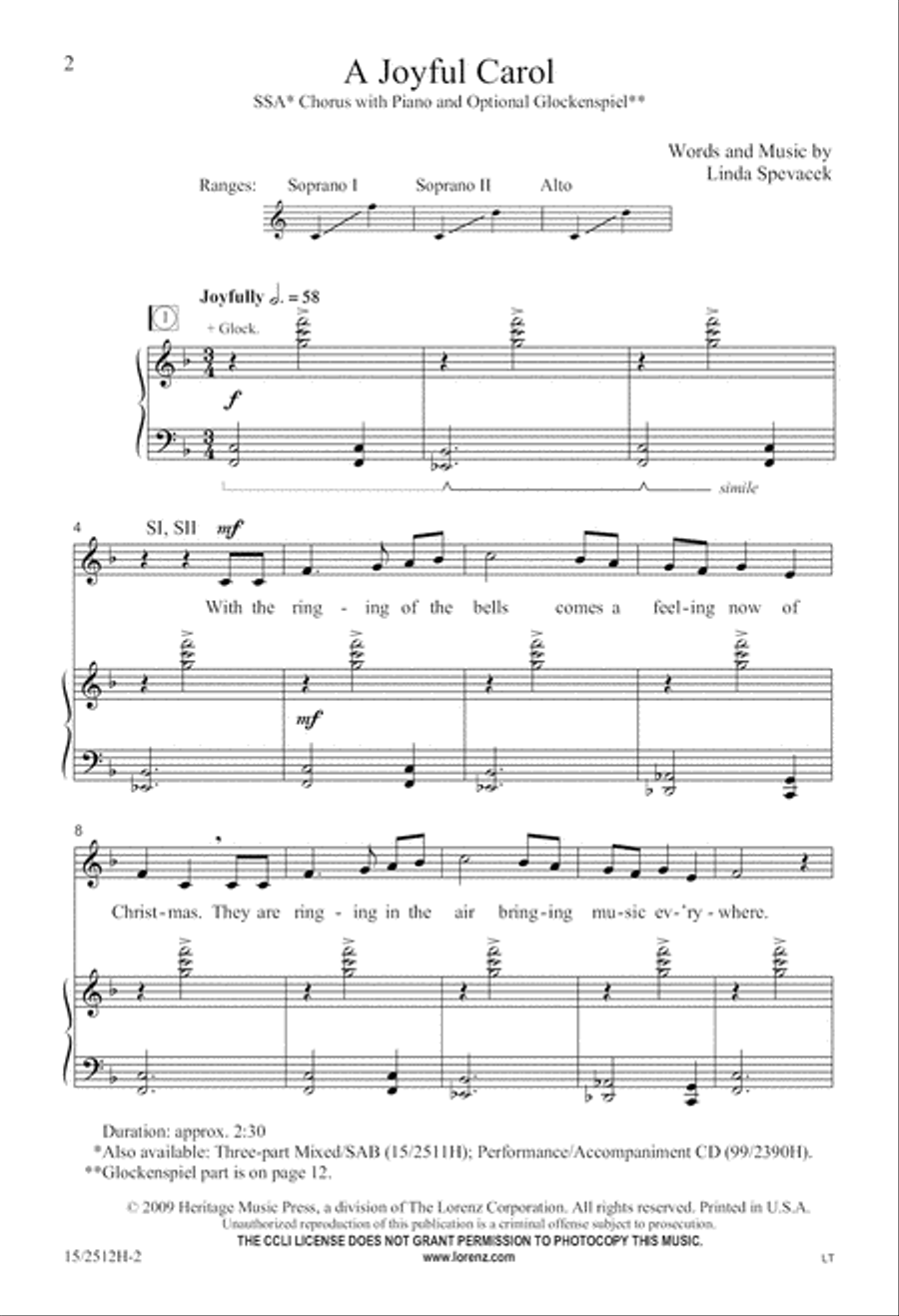 A Joyful Carol SSA scores gallery preview page 2