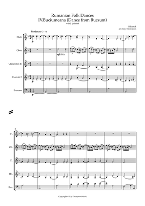 Book cover for Bartók: Rumanian Folk Dances Sz.56 - 4 Buciumeana (Dance from Bucsum) - wind quintet