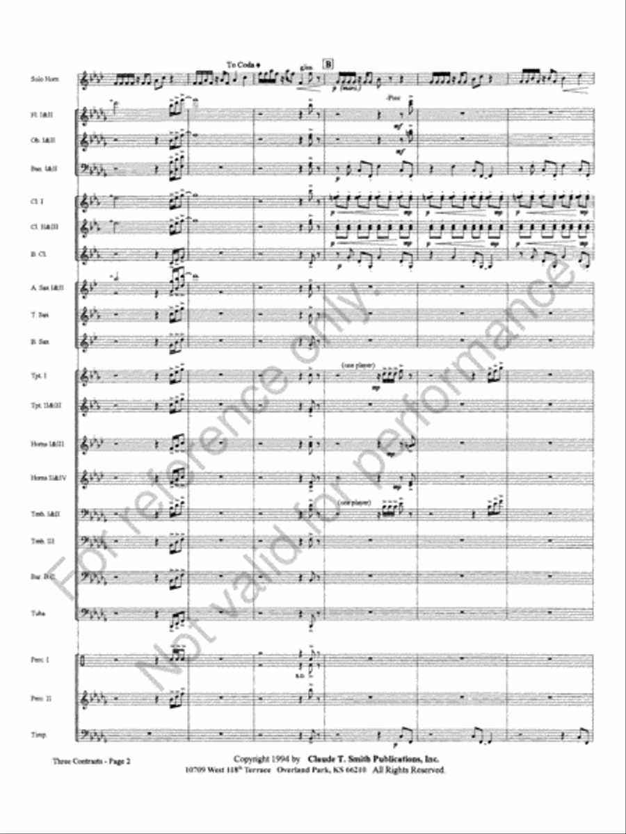 Three Contrasts for Two Horns And Wind Ensemble Concert Band scores gallery preview page 6