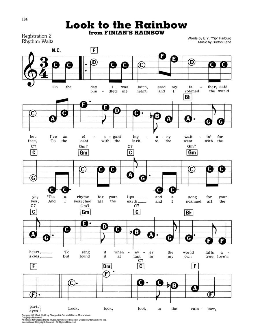 Look To The Rainbow (from Finian's Rainbow) Electronic Keyboard scores gallery preview page 1