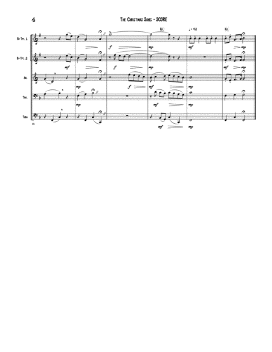 The Christmas Song (Chestnuts Roasting On An Open Fire) The Christmas Song (Chestnuts Roasting On An Open Fire) Brass Quintet scores gallery preview page 5