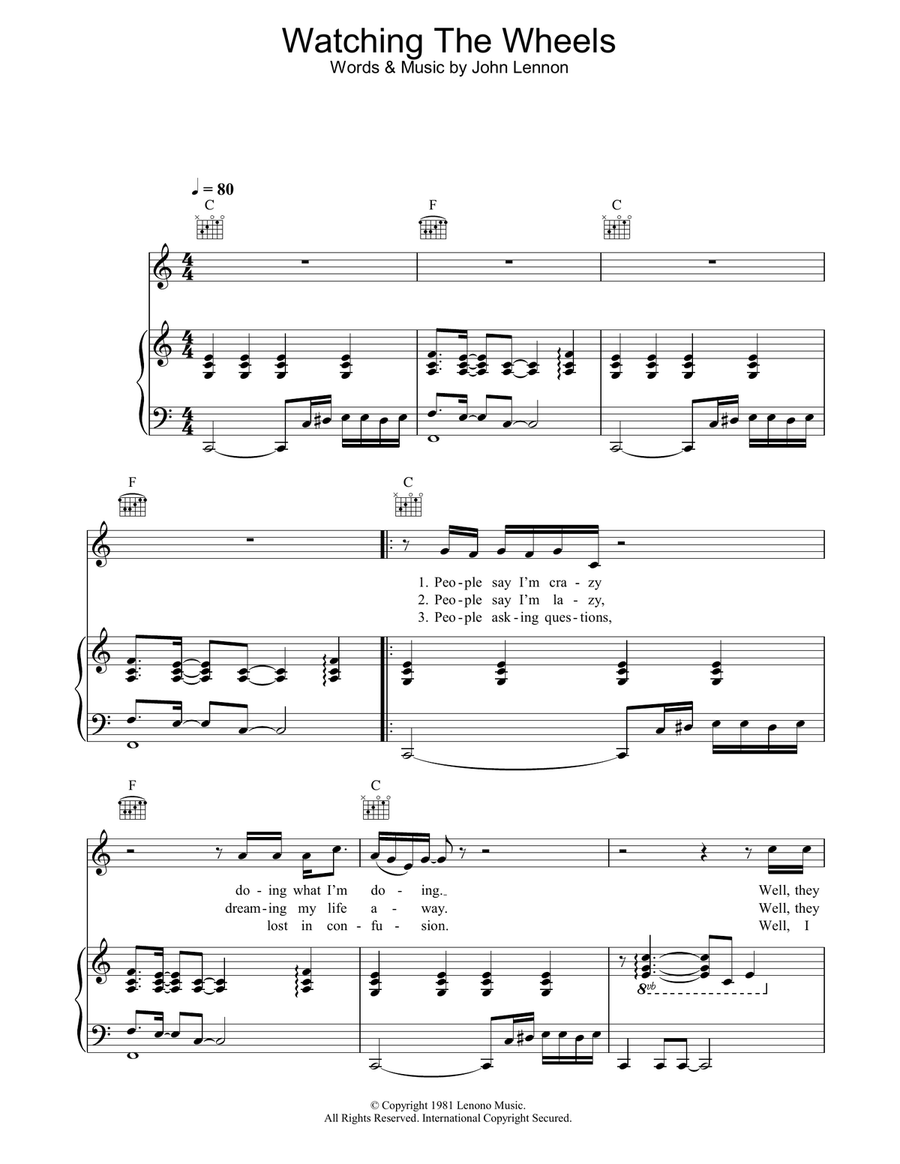 Watching The Wheels Acoustic Guitar scores gallery preview page 1