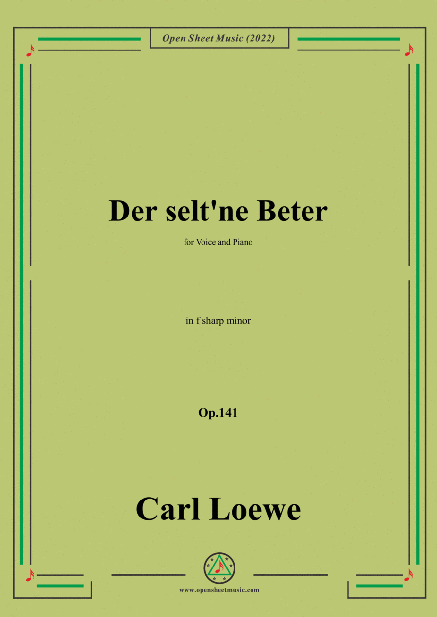 Loewe-Der selt'ne Beter,in f sharp minor,Op.141,for Voice and Piano Voice Solo scores gallery preview page 1