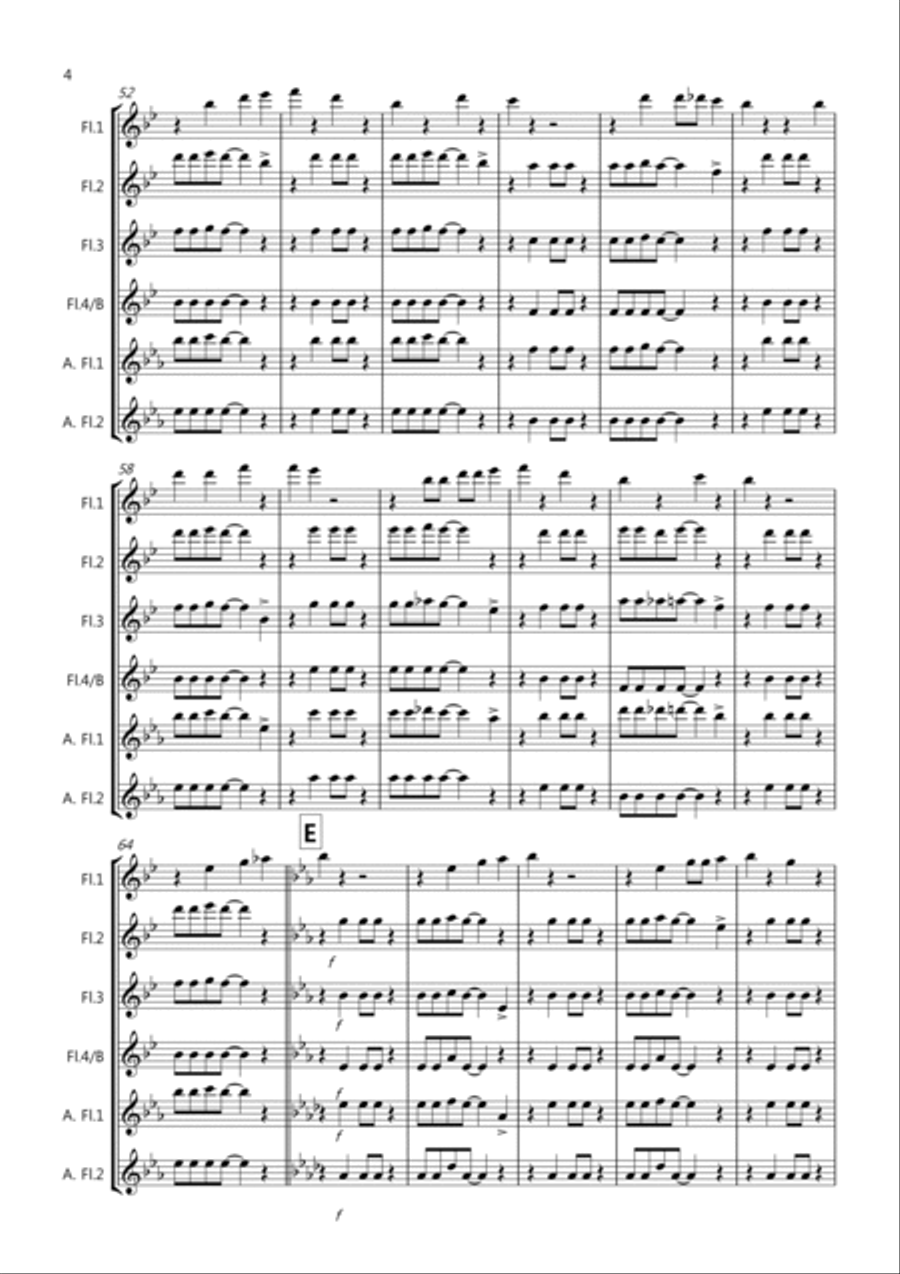 The Saints Go Jazzin' In! for Flute Quartet Flute Quartet scores gallery preview page 4