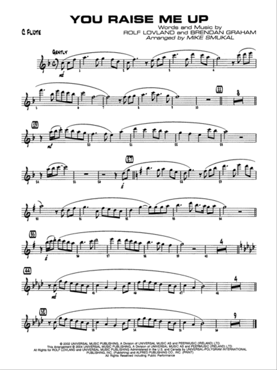 You Raise Me Up: Flute You Raise Me Up: Flute Jazz Ensemble scores gallery preview page 1
