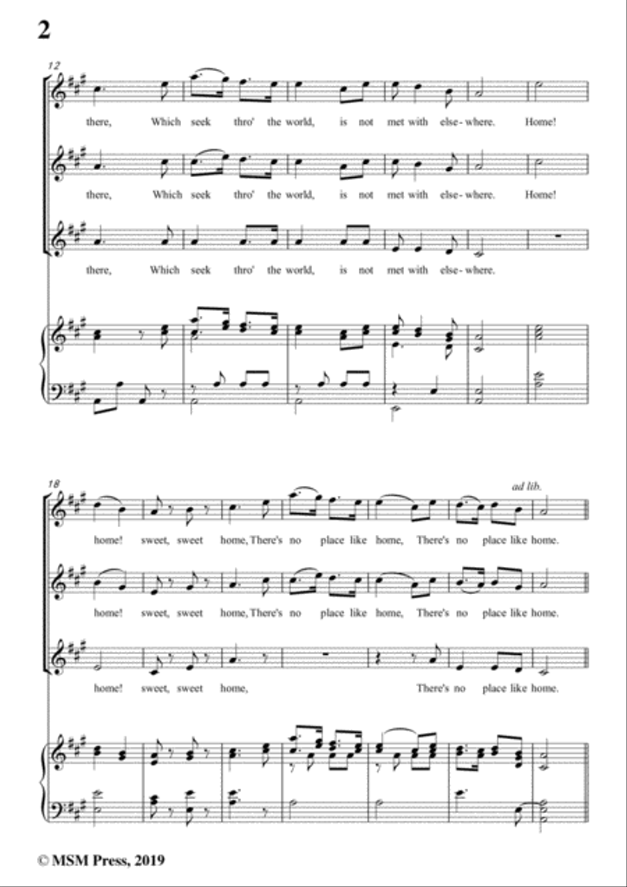 Henry R. Bishop-Home Sweet Home,in A Major,for Voice&Piano Voice scores gallery preview page 4