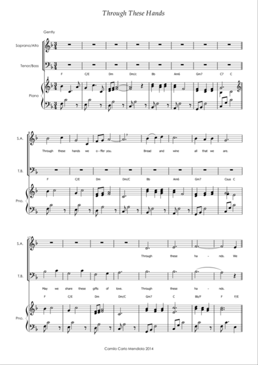 Through These Hands 4-Part scores gallery preview page 1
