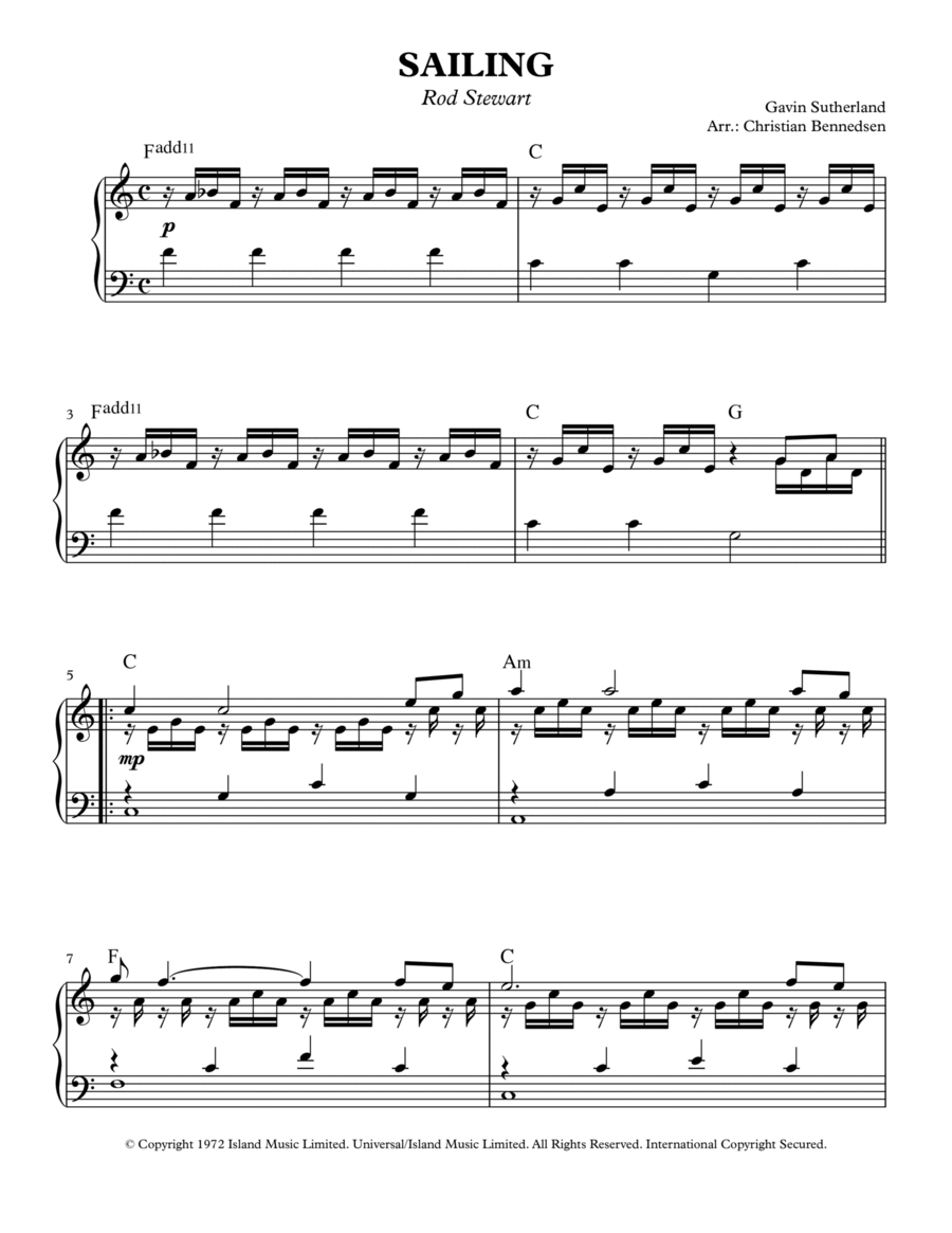 Sailing Sailing Piano Solo scores gallery preview page 1