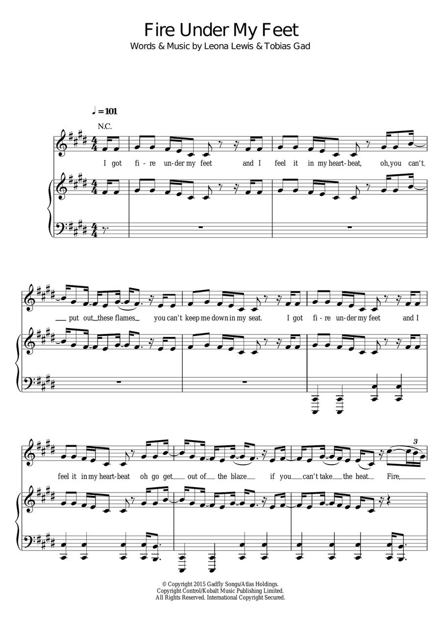 Fire Under My Feet Piano, Vocal, Guitar scores gallery preview page 1