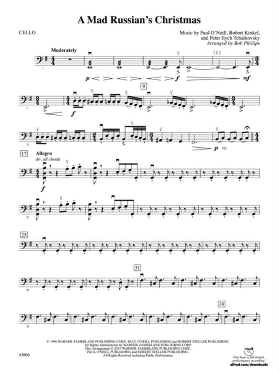 A Mad Russian's Christmas: Cello Full Orchestra scores gallery preview page 1