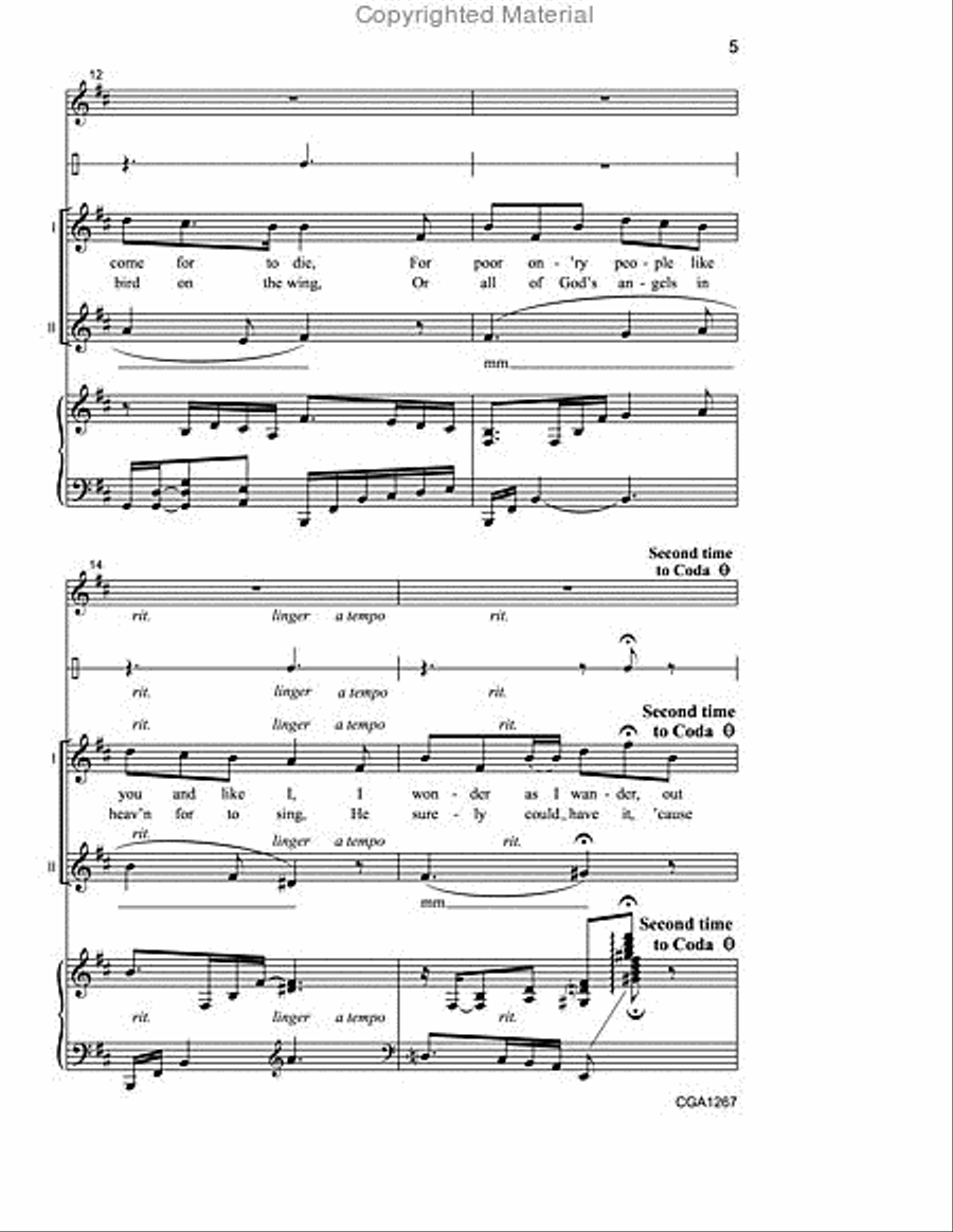 I Wonder as I Wander Unison Choir scores gallery preview page 4