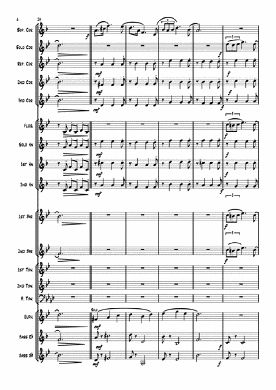 Schubert's Serenade in Dm. For Soprano Eb cornet and brass band. Brass Band scores gallery preview page 4