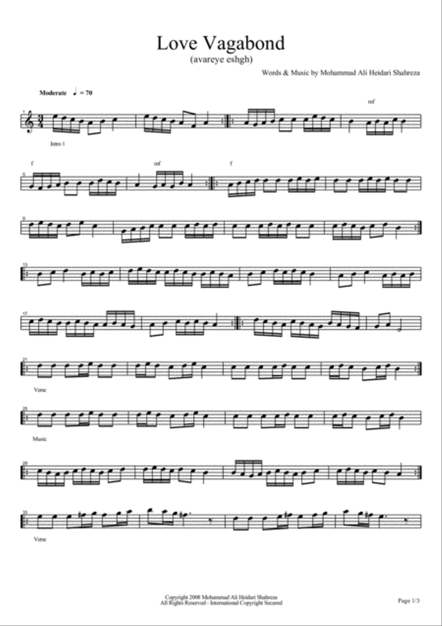 Love Vagabond Small Ensemble scores gallery preview page 1