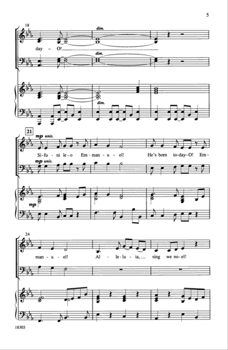 Sifuni Leo! (He's Born Today-O!) 4-Part scores gallery preview page 5