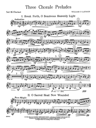 Three Chorale Preludes: 3rd B-flat Clarinet