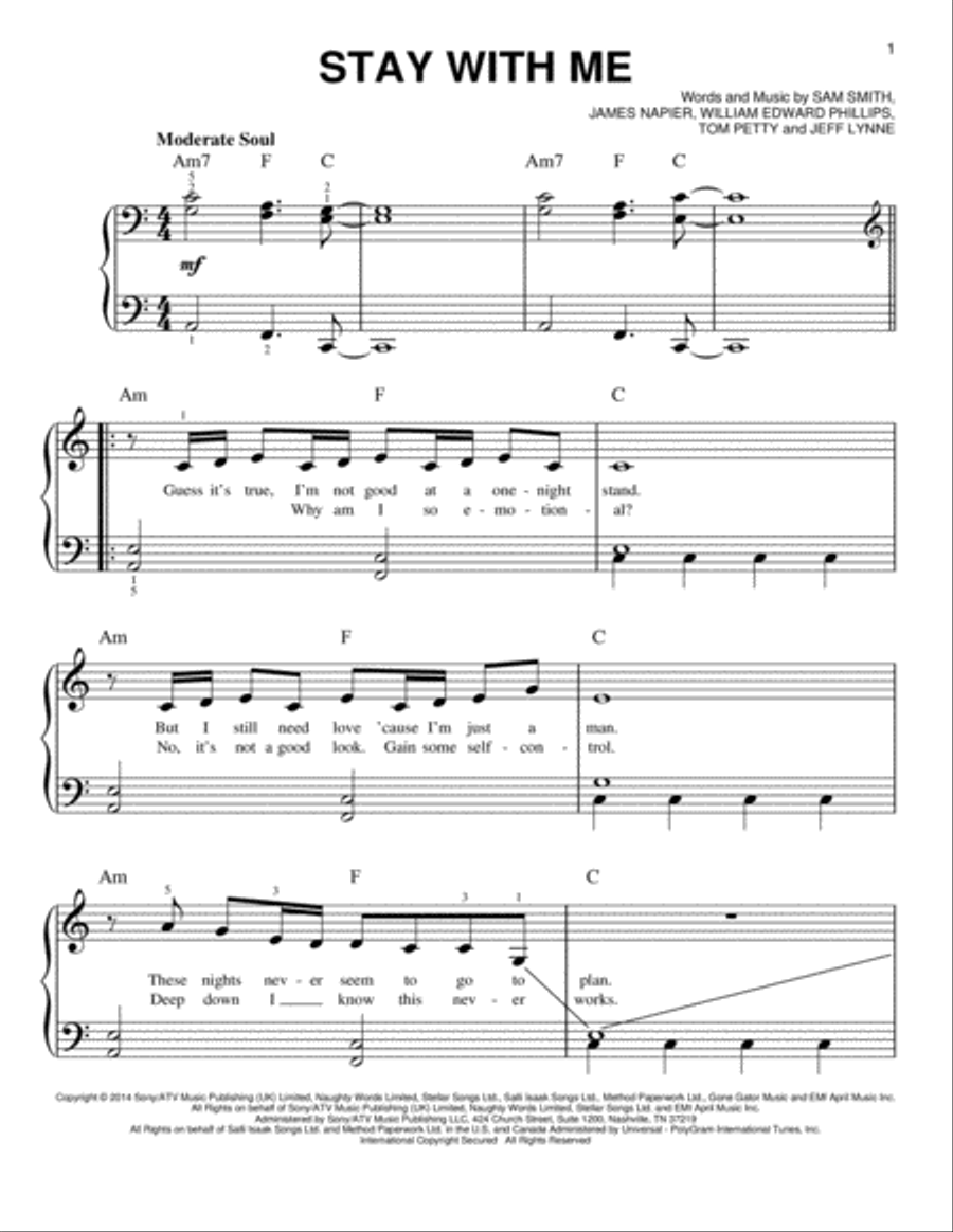 Stay With Me Easy Piano scores gallery preview page 1