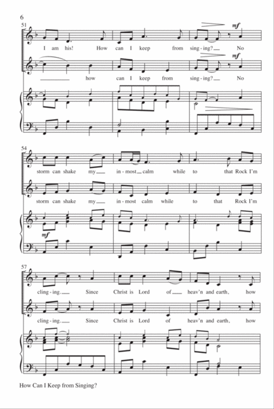 How Can I Keep from Singing? Unison Choir scores gallery preview page 7