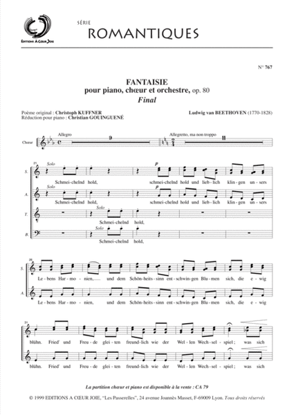 Fantaisie Pour Piano Choeur Et Orchestre - Choeur