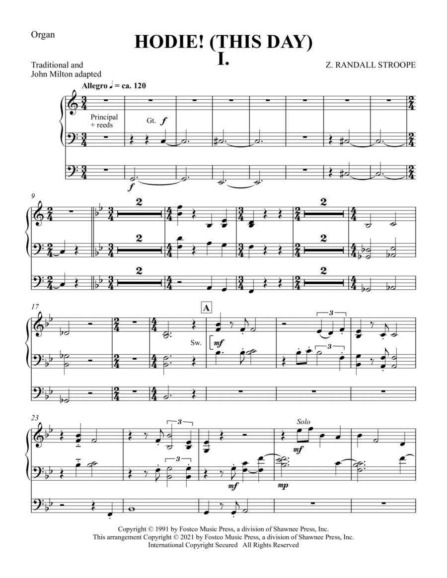 Hodie (This Day) - Organ Hodie (This Day) - Organ Choir scores gallery preview page 1