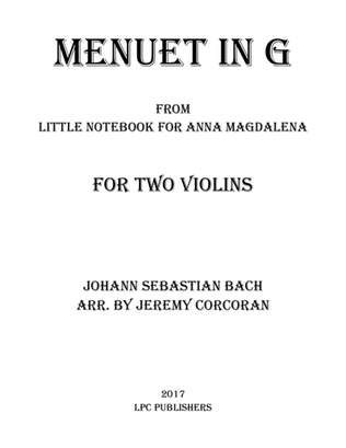 Book cover for Menuet in G for Two Violins