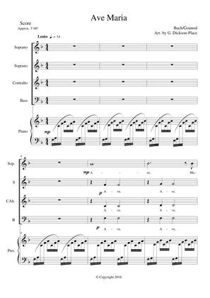 Ave Maria Bach/Gounod SSAB Arr. by Graham Dickson-Place