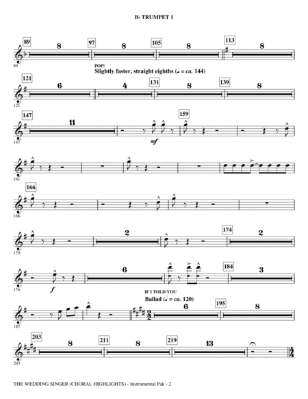 The Wedding Singer (Choral Highlights) - Trumpet 1