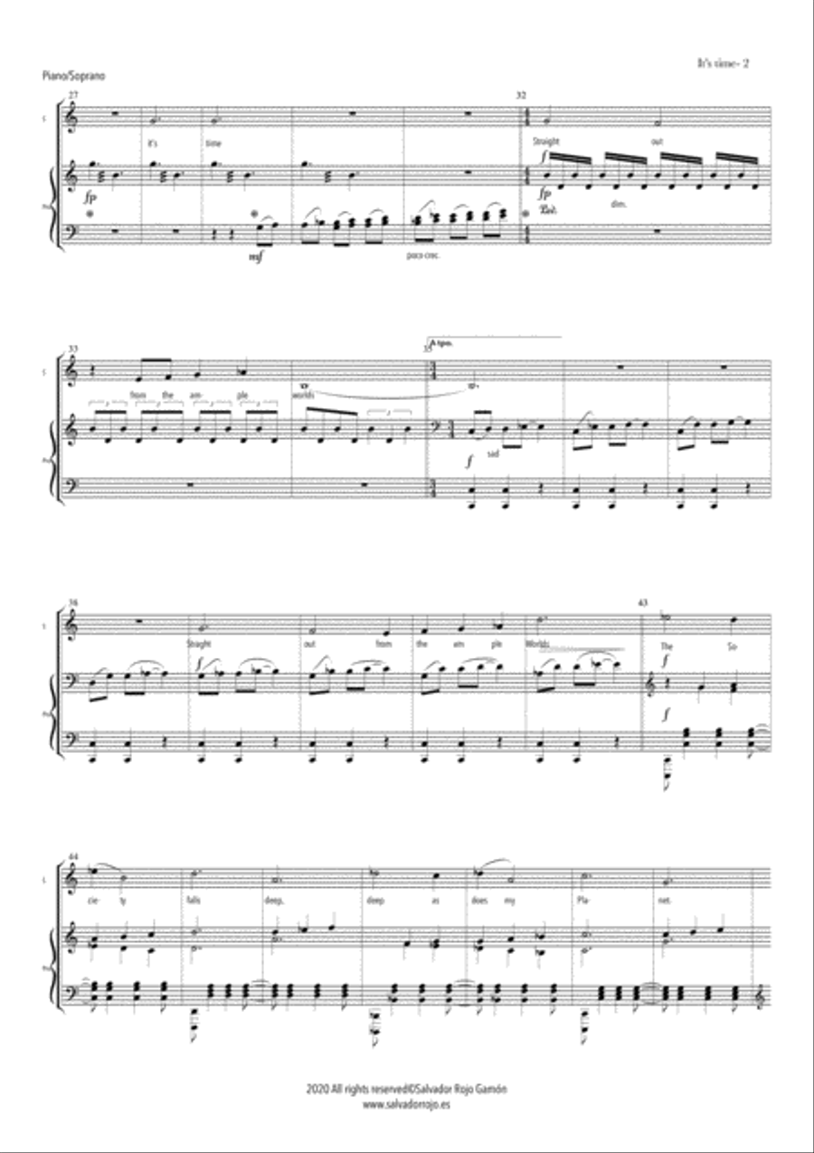 Time Arranged for Soprano soloist and Piano Soprano Voice scores gallery preview page 3