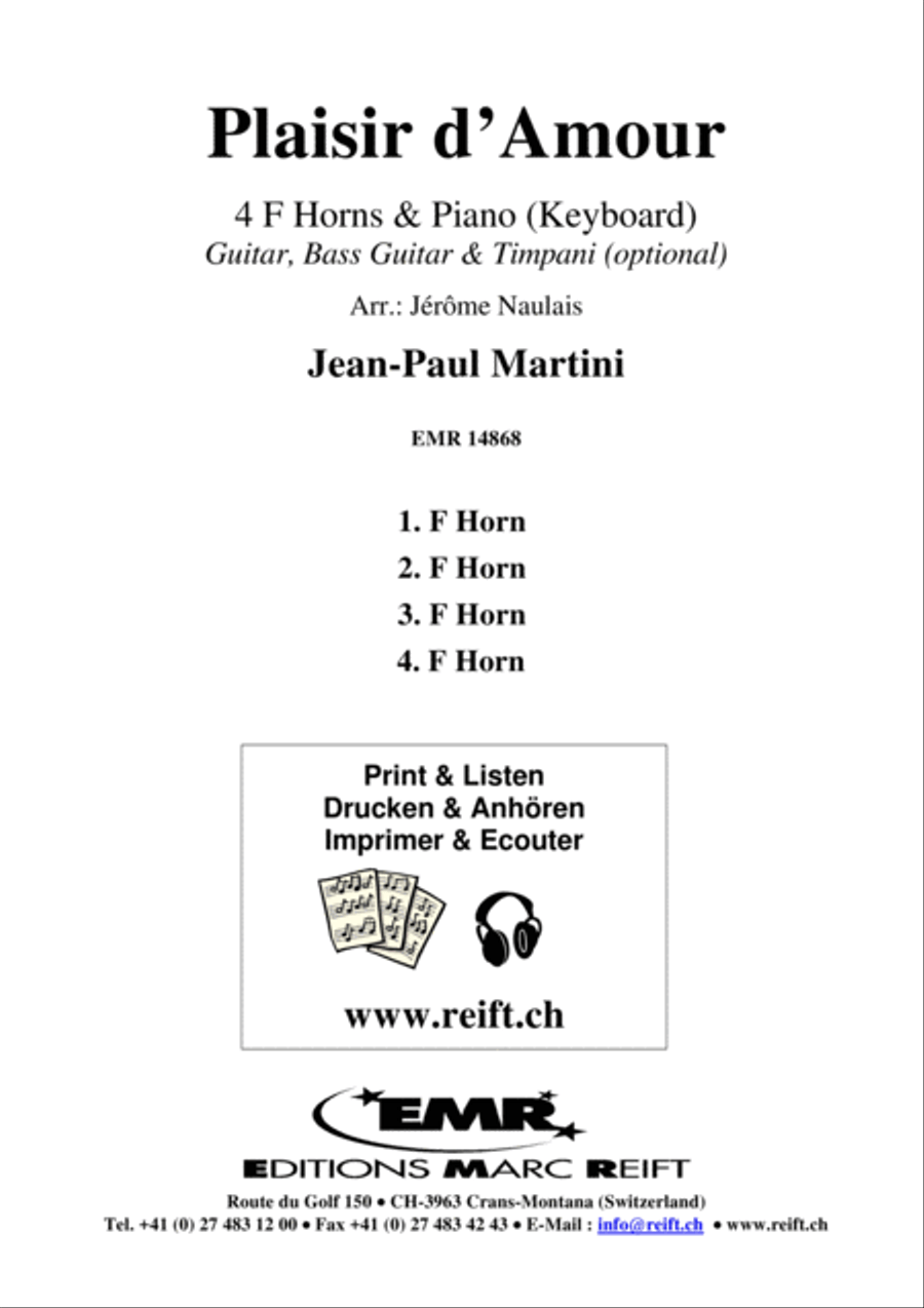 Plaisir d'Amour Horn scores gallery preview page 2