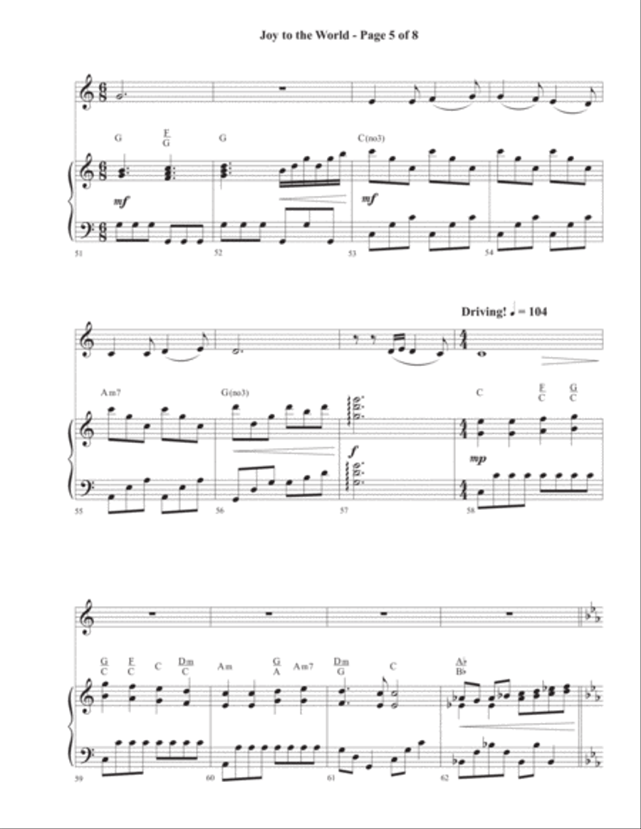 Joy to the World, with Joyful, Joyful, We Adore Thee Trumpet Solo scores gallery preview page 6