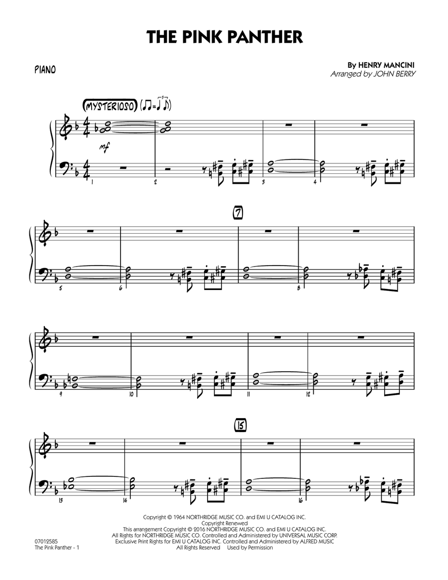 The Pink Panther - Piano Jazz Ensemble scores gallery preview page 1