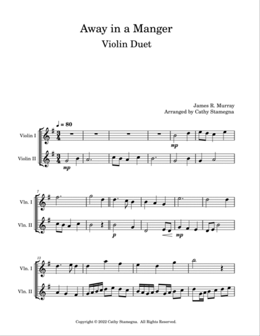 Away in a Manger (Violin Duet) String Duet scores gallery preview page 2