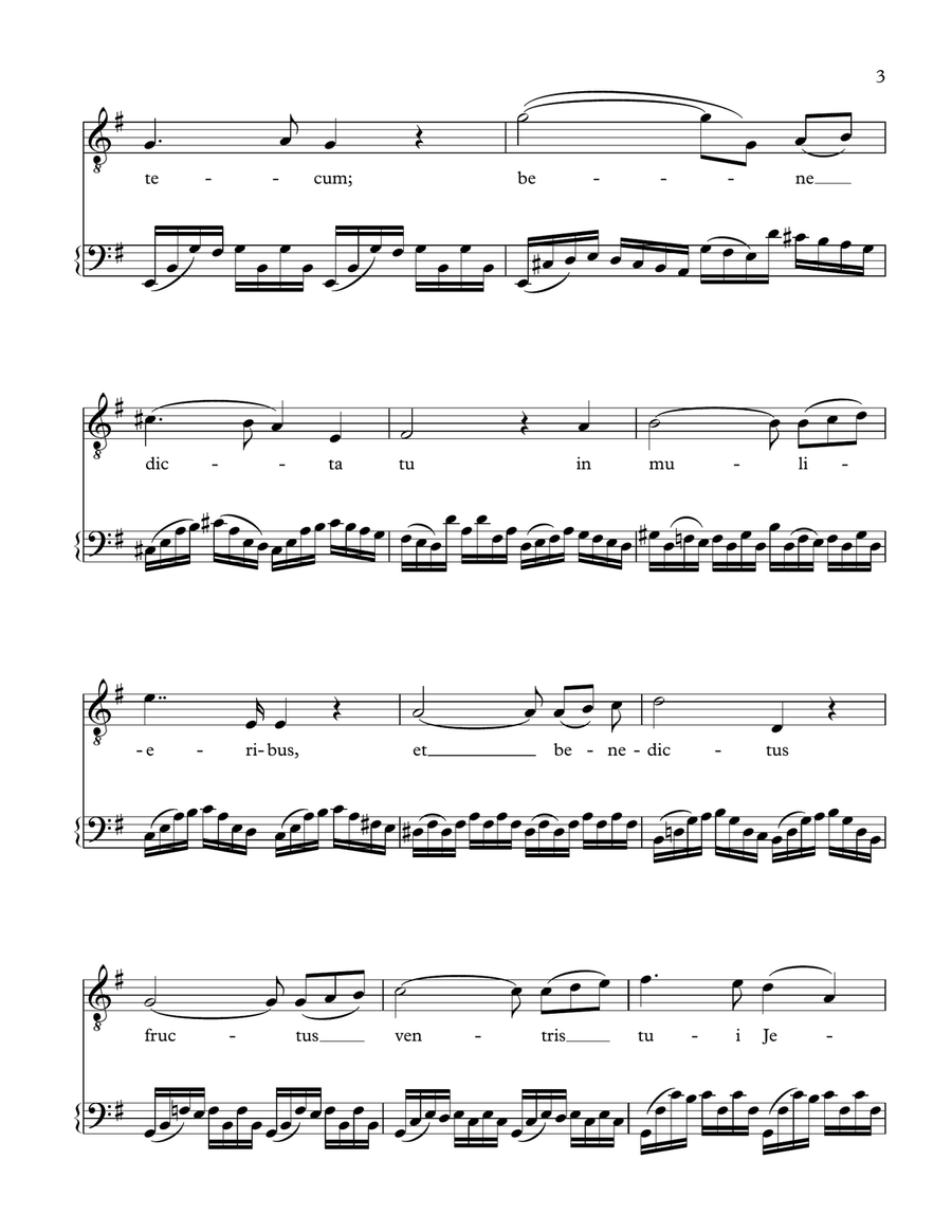 Ave Maria arranged with Bach's Cello Prelude #1 as accompaniment Unison Choir scores gallery preview page 3