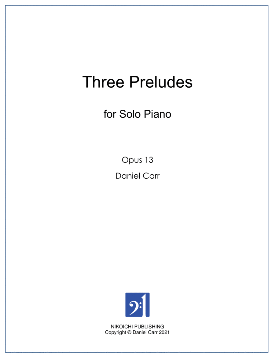 Three Preludes for Solo Piano - Opus 13 image number null