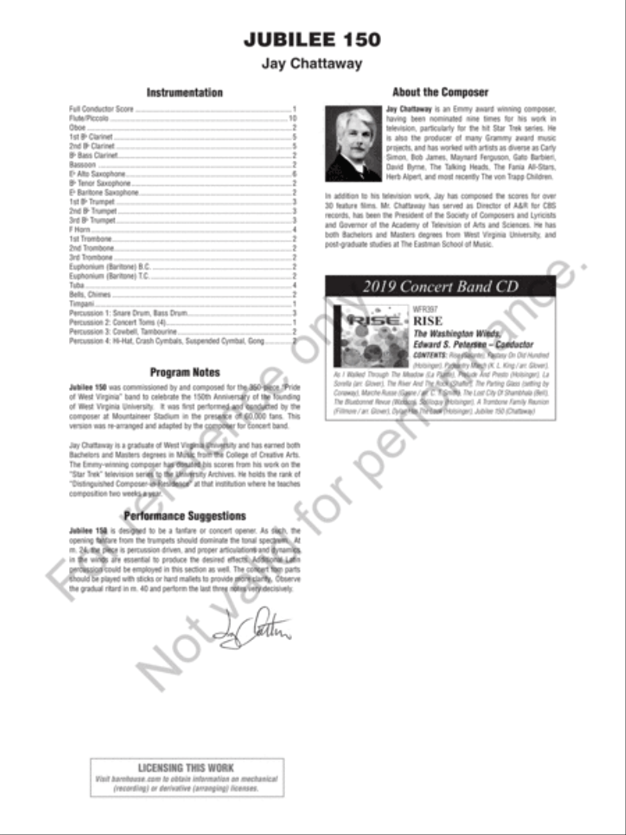 Jubilee 150 Concert Band scores gallery preview page 3