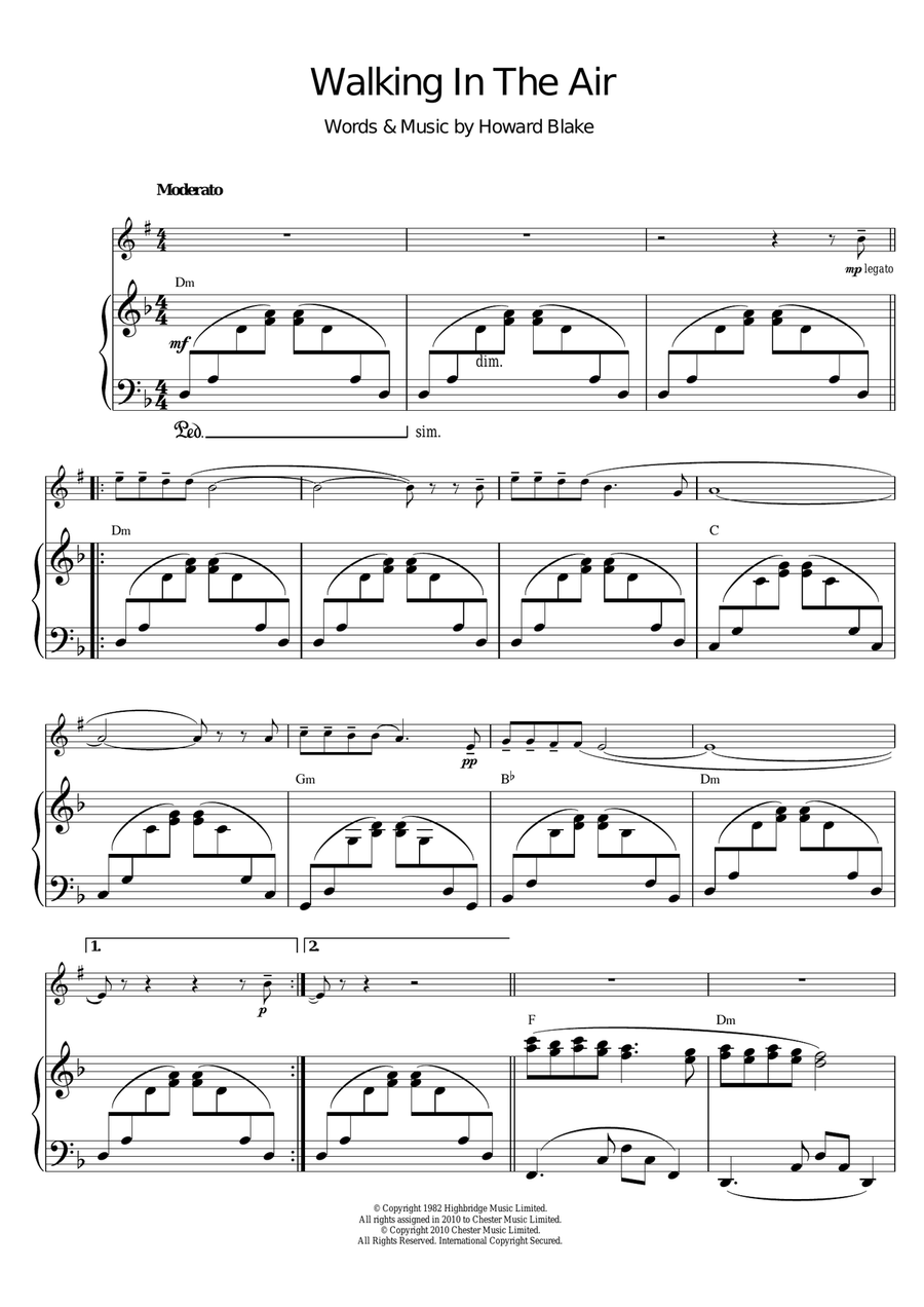 Walking In The Air (theme from The Snowman) Tenor Saxophone scores gallery preview page 1