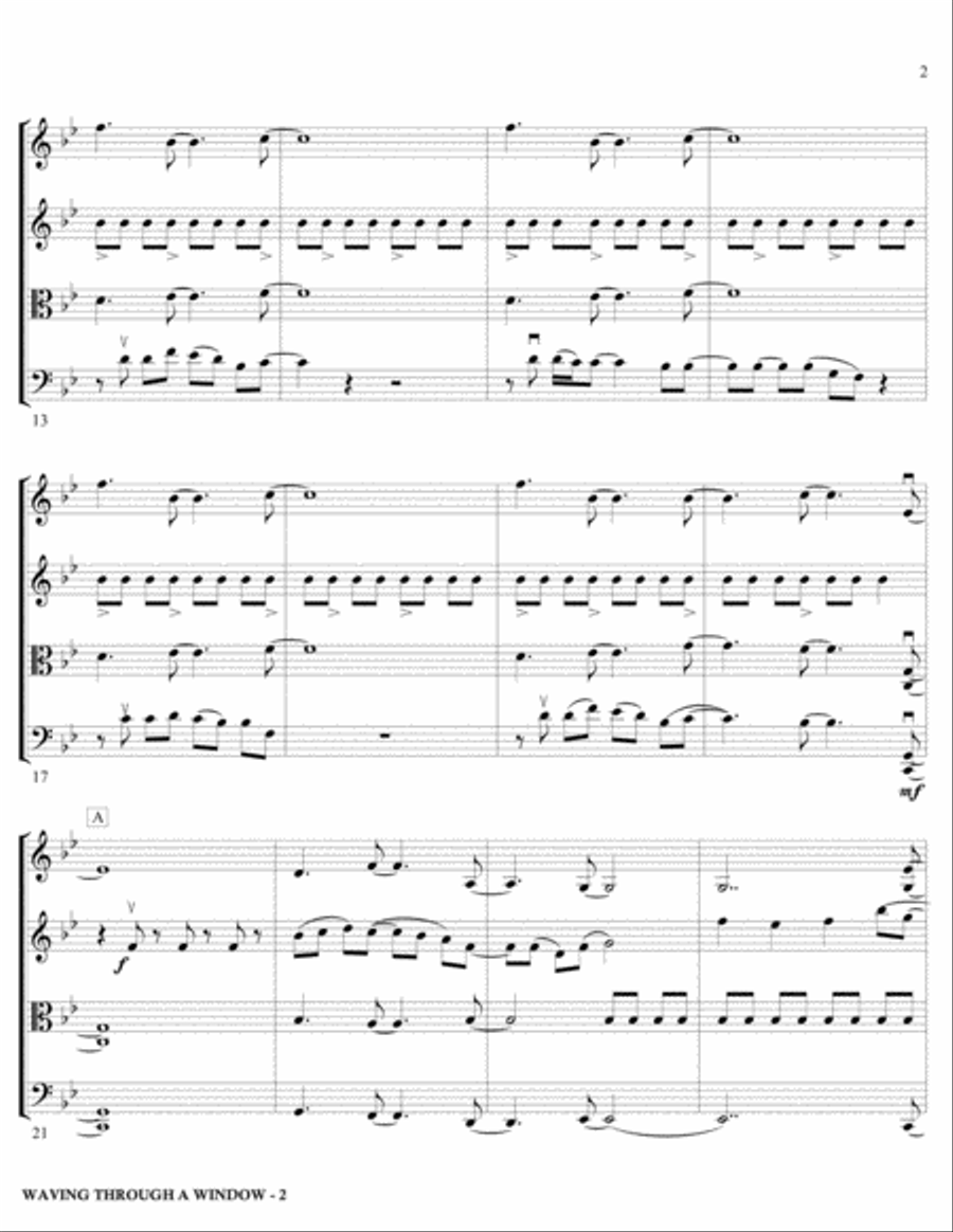 Waving Through A Window String Quartet scores gallery preview page 2