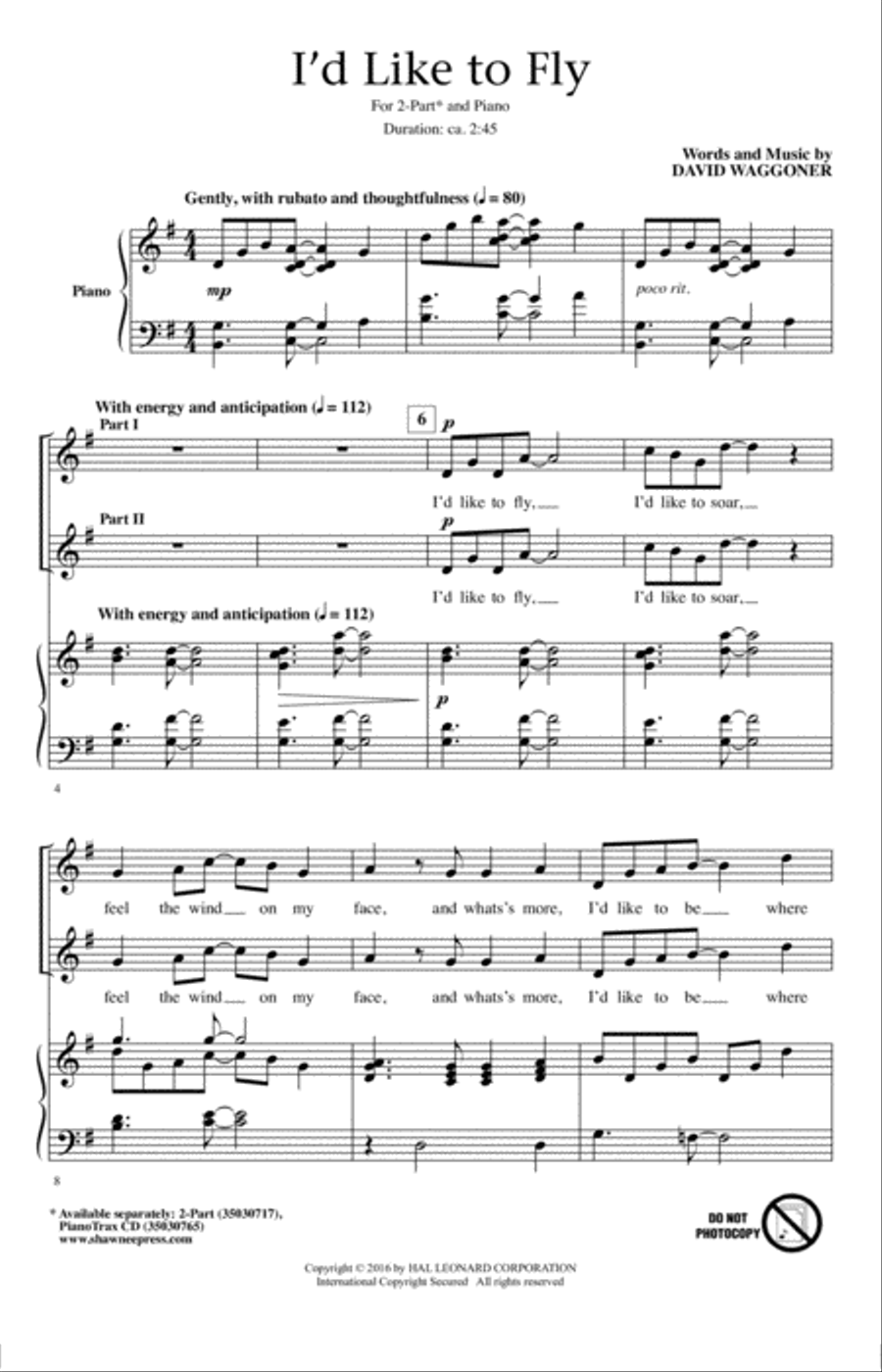 I'd Like To Fly I'd Like To Fly 2-Part scores gallery preview page 1