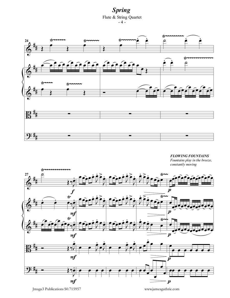 Vivaldi: The Four Seasons Complete for Flute & String Quartet Chamber Orchestra scores gallery preview page 4