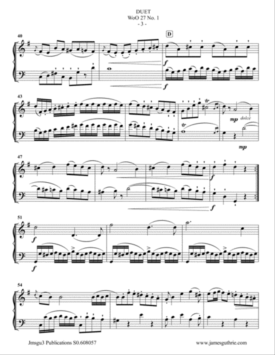 Beethoven: Three Duets WoO 27 for English Horn & Bassoon Woodwind Duet scores gallery preview page 3