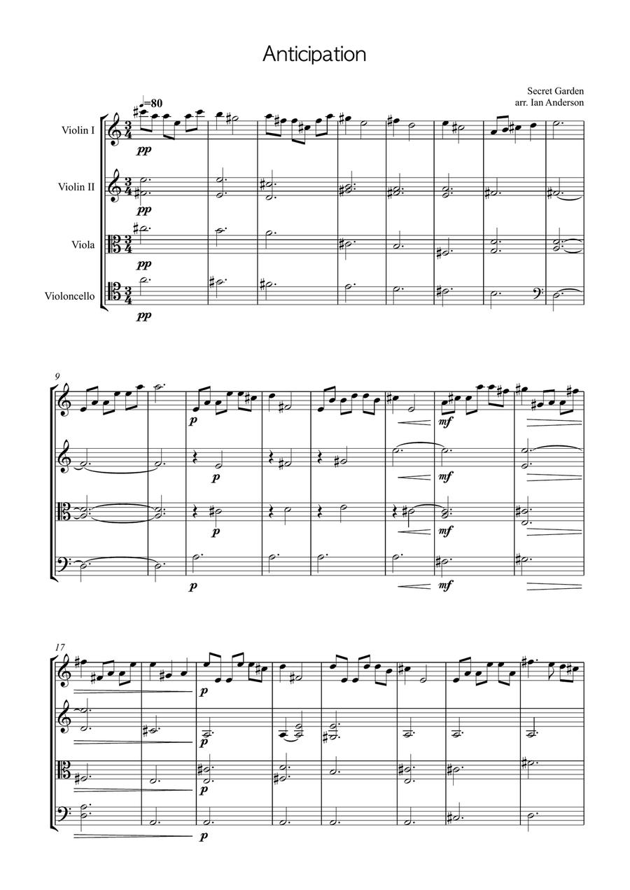 Anticipation String Quartet scores gallery preview page 1