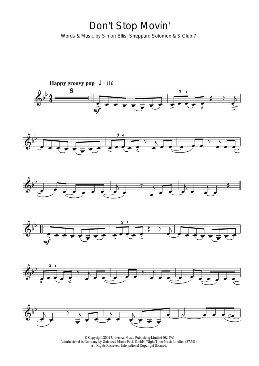 Don't Stop Movin' Don't Stop Movin' Violin Solo scores gallery preview page 1