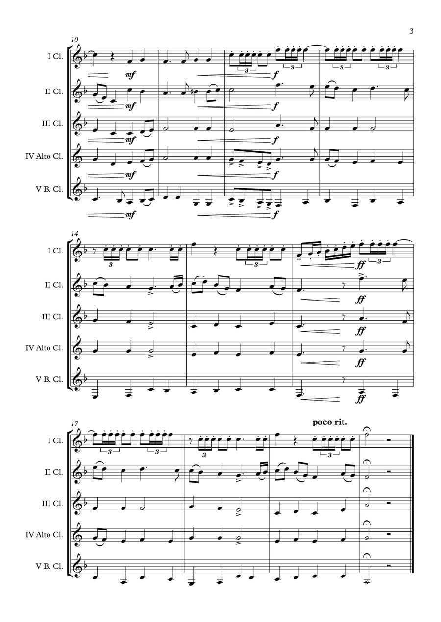 Deutschlandlied (National Anthem of Germany) Clarinet Choir arr. Adrian Wagner Clarinet Choir scores gallery preview page 3