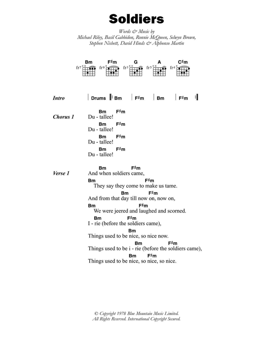 Soldiers Easy Guitar scores gallery preview page 1