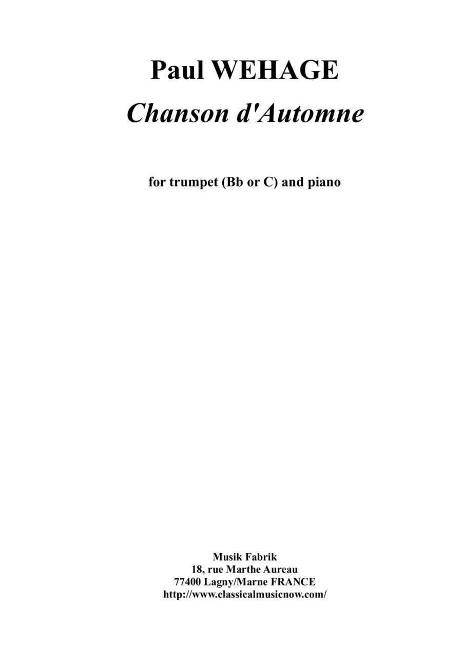 Chanson d'Automne Chamber Music scores gallery preview page 1