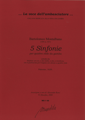 Book cover for 5 Sinfonie per 4 viole da gamba (Palermo, 1629)