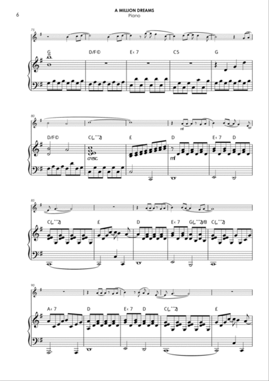 A Million Dreams Piano scores gallery preview page 6