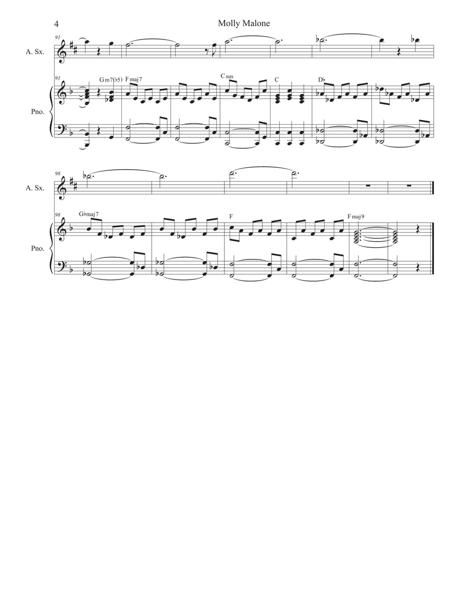Molly Malone (Alto Saxophone and Piano) Alto Saxophone scores gallery preview page 5